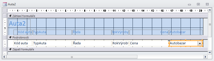 FORMULÁŘE 3 Řazení klikněte do tabulky na libovolnou položku záznamu ve sloupci, podle kterého chcete data řadit. Tabulku uspořádáte kliknutím na položku Vzestupně nebo Sestupně.