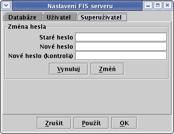 Kapitola 7 Nastavení a správa systému Nastavení a správu systému zajišt uje třída SetFISServer, která tvoří samostatný program spustitelný příkazem java fis.server.setfisserver.