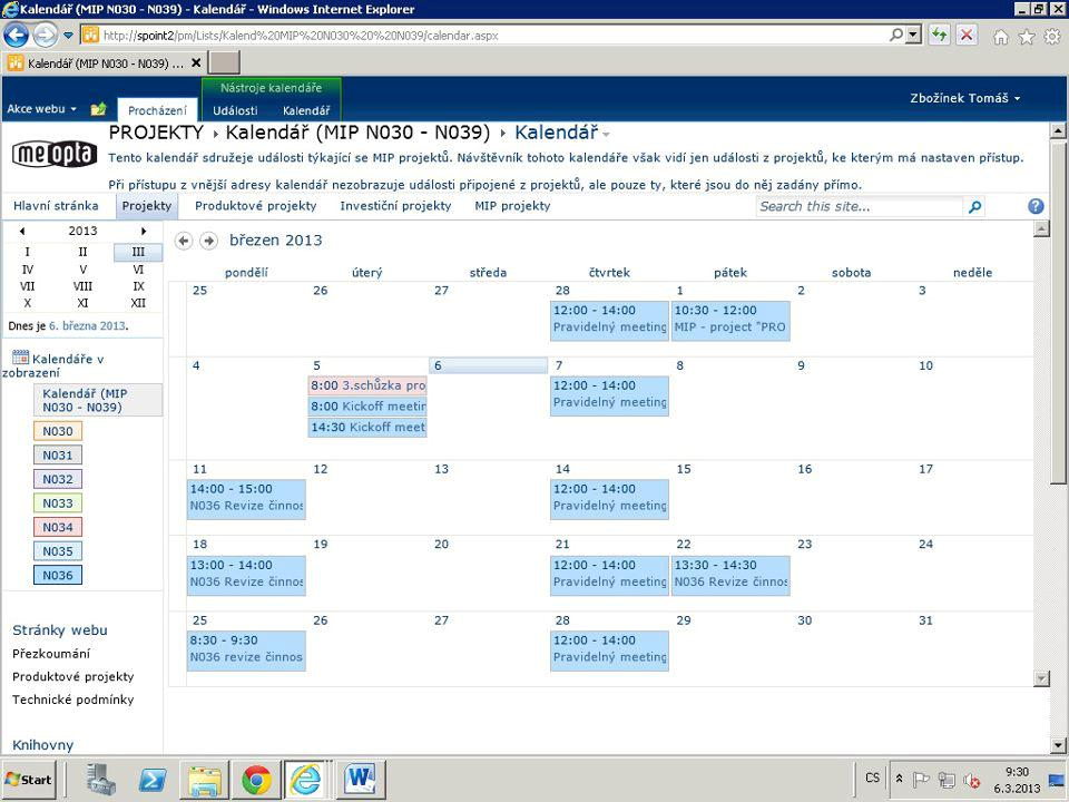 UTB ve Zlíně, Fakulta managementu a ekonomiky 71 Obrázek 35: Ukázka uživatelského kalendáře (vlastní zpracování) Cílem vytvoření uživatelského kalendáře nebylo pouze zpřehlednění naplánovaných