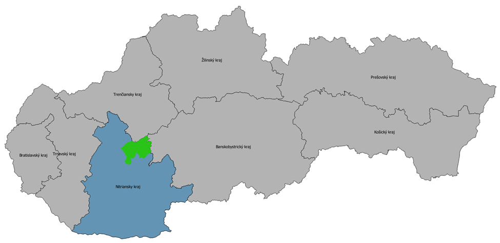 Obrázok 1: Mikroregión Tríbečsko v Nitrianskom samosprávnom kraji (Slovenská republika) Zdroj: [vlastné spracovanie v QGIS, 17, 26] 3.