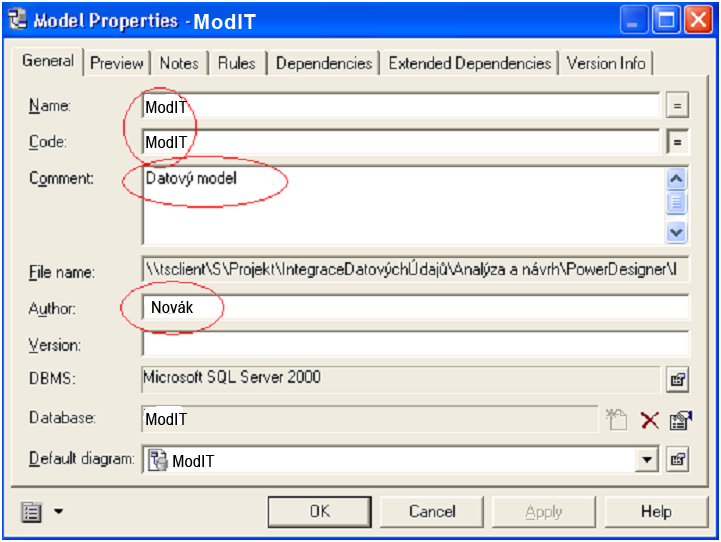 3.5.7 Vytvoření kompletního modelu zpracování dat a probíhajících procesů v Power Designeru Pro potřeby splnění cílů projektu IDÚ se kromě PDM vyuţívají i vlastnosti modelů ILM a CDM (Conceptual Data