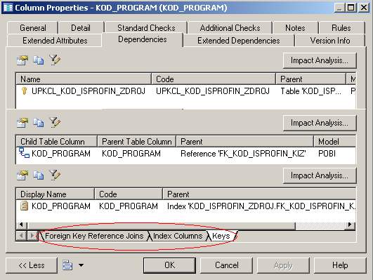 4. Údaje o poloţce Údaje o poloţce se sledují na úrovni fyzického modelu konkrétní databáze. V záloţce Column Properties/General se zapisují nebo nastavují údaje vztahující se k jednotlivým poloţkám.