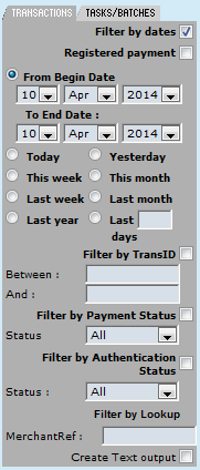 4. JAK NASTAVIT FILTROVÁNÍ Existují dva různé typy pro filtrování: filtrování transakcí (záložka Transactions) a filtrování dávek nebo činností (Tasks/Batches).