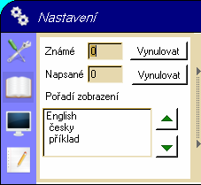 Ovládání a funkce Nastavení Po stisknutí tlačítka Nastavení v levém horním rohu okna EasyLearnu se rozbalí nabídka s možnostmi