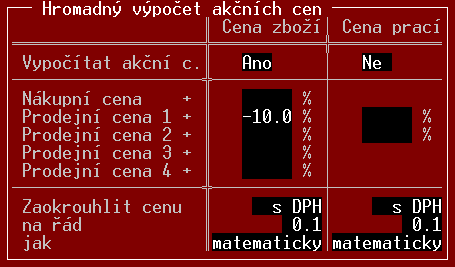 TRIFID 2014 STANDARD Uživatelská příručka Po zadání patřičných údajů se objeví položky akce. Při založení akce je tabulka prázdná.