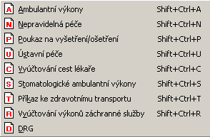 116 10. Medicus Přehled menu programu - Pojišťovna Pořízení Volba Pojišťovna - Pořízení.