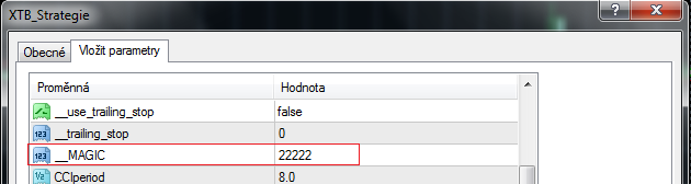 strategie. To se provádí právě pomocí Magic Number. Jedná se o specifický číselný kód přiřazen danou strategií danému obchodu, která strategie vytvořila.