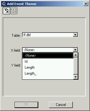 ArcView GIS 3x Add Table Add Event Theme US