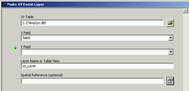 ArcGIS 9x Make XY Event Layer (Data Management > Layers and Tables View) US komerční očekává DBF,