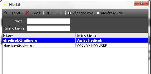 systému vystupovat. Jak je z obrázku 12.2. patrné, v našem příkladě uživatel disponuje hromadným přístupem pro celkem dva klienty, tj.