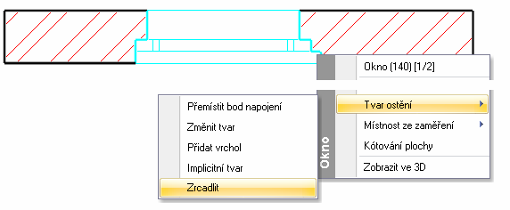 48 2. Otvorové prvky Pro přenesení nového tvaru ostění na druhou stranu otvoru,