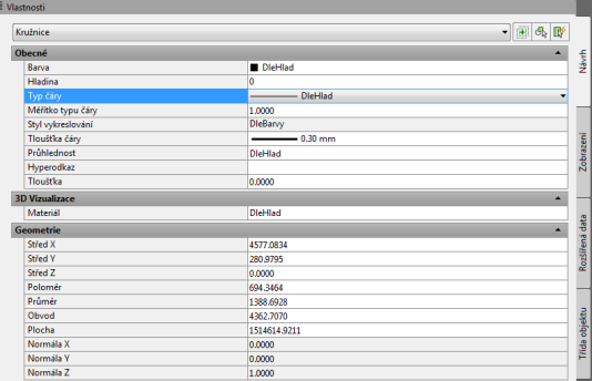 7. VLASTNOSTI OBJEKTŮ Každý objekt v AutoCADu má obecné vlastnosti společné všem objektům a geometrické vlastnosti určující daný objekt.