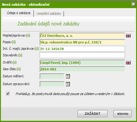 Zakázkový systém TECHNICKÁ MAPA.CZ Přístup do evidence zakázek Založení zakázky Přístup do zakázkového systému mají uživatelé nastaven dle uživatelských práv a přidělených rolí.