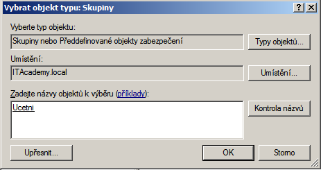 19. Přidejte Ucetni1 do skupiny Ucetni (Pravý tl. myši nad uživatelem->přidat do skupiny...) 20.