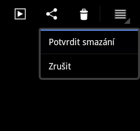 Sdílení, odstraňování a úpravy obrázků Klepněte na požadovaný obrázek v galerii a pomocí nástrojové lišty v pravém horním rohu ho můžete sdílet, odstranit nebo upravit.