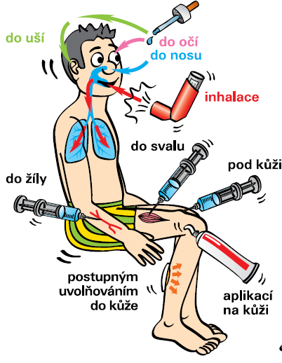 Parenterální podání léčiva mimo trávící trakt výhody: obcházíme játra obcházíme kyselé prostředí