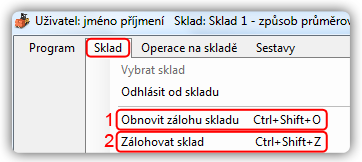 Uživatelská dokumentace Zálohování a obnovení zálohy skladu Obrázek E.17: Upozornění spravovaného skladu E.