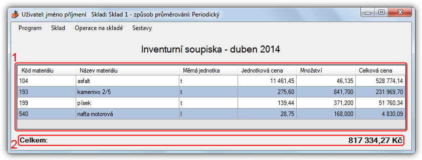 Uživatelská dokumentace Inventurní soupiska E.