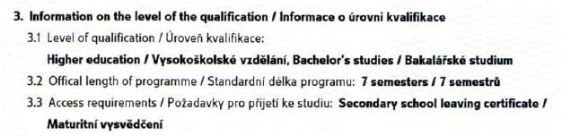 platného v době absolvování vzdělávacího programu a dále pak úroveň vzdělání na základě Mezinárodní klasifikace vzdělávání (ISCED) a v témže oddíle v kolonce Navazující úrovně vzdělání/odborné