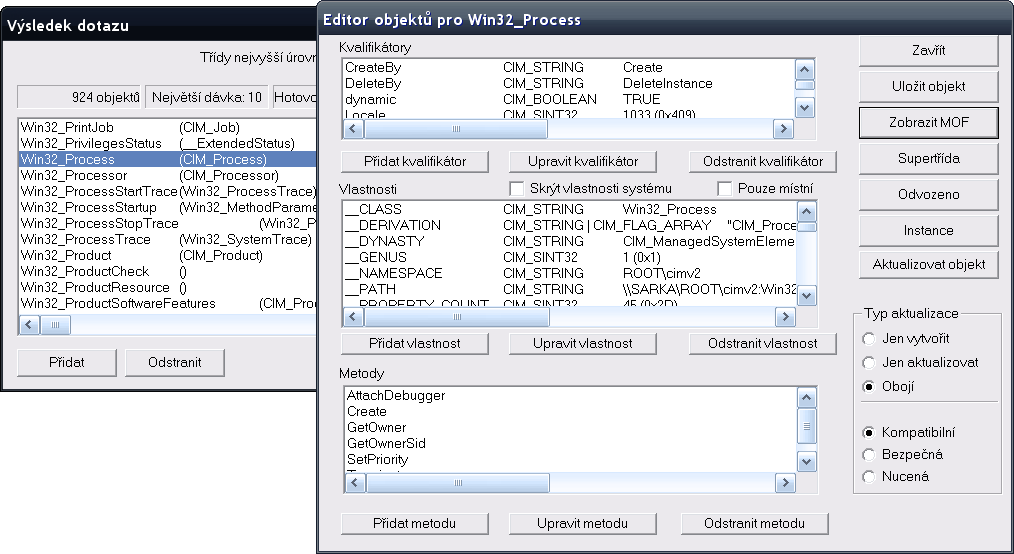 8.9 WBEM 205 8.9.2 WMI Jak bylo výše uvedeno, WMI je implementace modelu WBEM pro správu Windows.