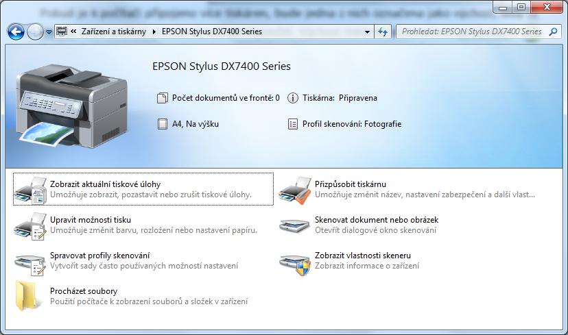 Pokud má, bude to vypadat asi takto Nainstalovaná tiskárna Pokud je k počítači připojeno více tiskáren, bude jedna z nich označena jako výchozí, tedy ta, kterou bude počítač primárně nabízet k
