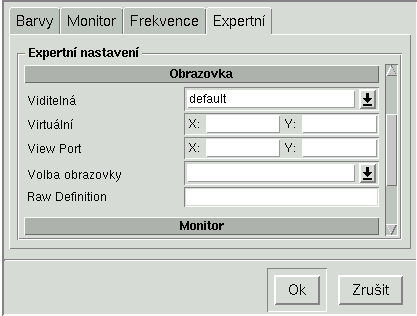 F 7 Systém X Window Obrázek 79: SaX2: konfigurace monitoru a pracovní plochy expertní Úprava V případě, kdy máte v počítači více než jednu grafickou kartu, máte možnost po konfiguraci pracovní plochy