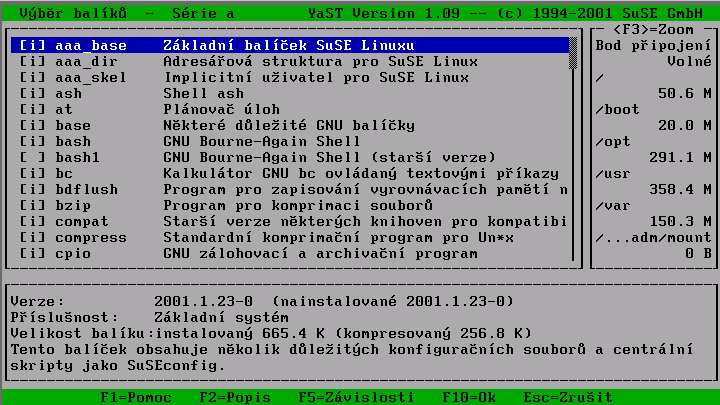 D E 24 Instalace softwarových balíků seznam všech balíků, a to bez zdrojových textů či s nimi - viz menu podle obr 214 na předchozí straně Volbu potvrdíte klávesou MN^OP Í5Ñ:0 Pokud u některé série