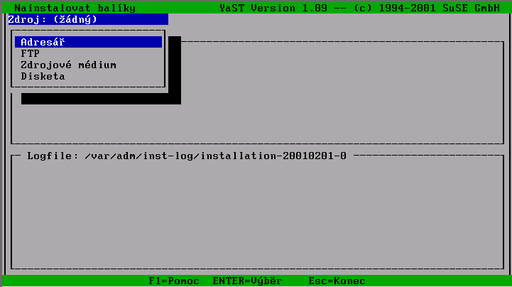 u?? 2 Textově orientovaný instalátor YaST podrobný popis Obrázek 216: Nahrání balíků přes FTP nejsou v distribuci SuSE U takových balíků nemůže YaST provádět žádnou aktualizaci ani nemůže kontrolovat