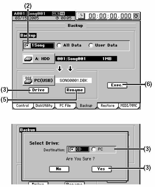 Data Kdykoliv přepnete song nebo vypnete přístroj, funkce Auto Save u D3200 automaticky uloží na harddisk songy nebo parametry, které jste nahráli nebo editovali.