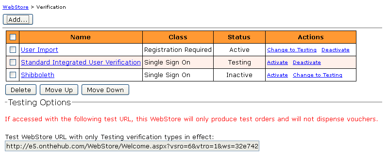 Inactive: Když je metoda neaktivní, tak se nepoužívá ani k reálnému ověřování, ani k testování. Je možné jí nastavit parametry a pak přepnout do jiného režimu. Obrázek 3.3: Metody autentizace do ELMS.