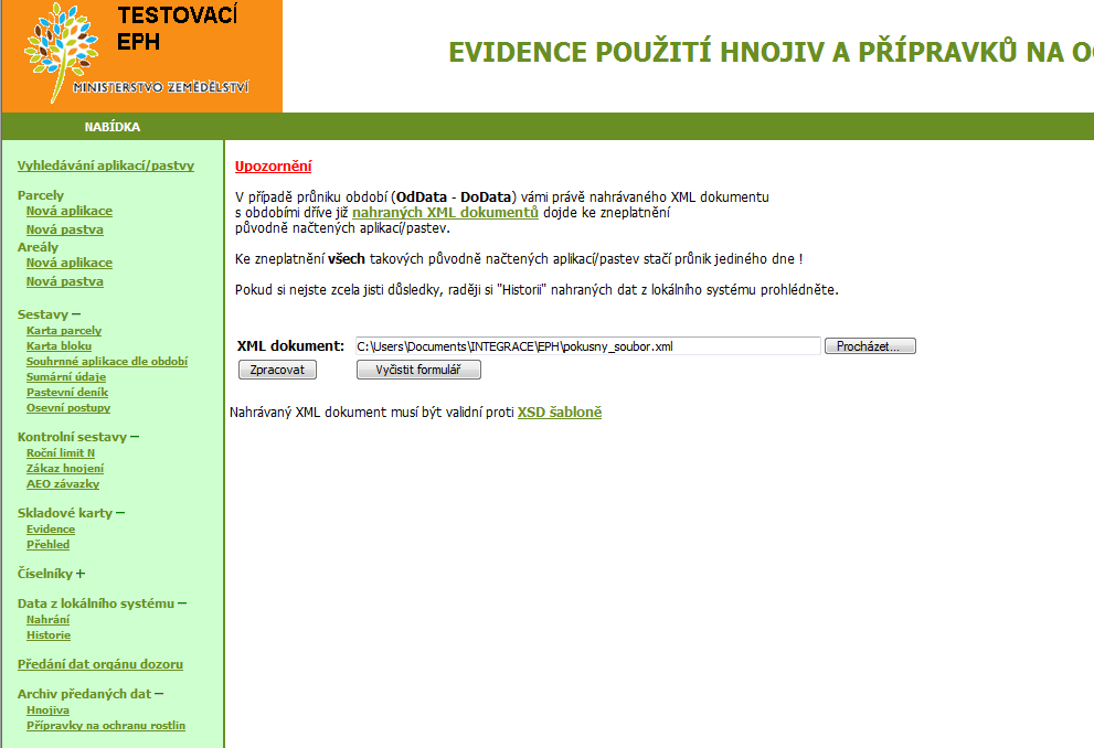 9. Import dat ze zemědělského software Hlavním účelem nové funkcionality importu dat ze zemědělského software je umožnit zemědělcům, kteří nevyužívají pro evidenci hnojení, pastvy a aplikací POR