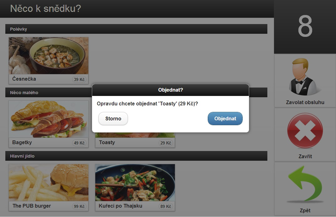 Obrázek 5 Objednávkové menu
