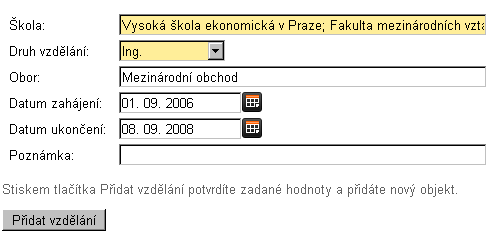 Ţivotopis v ISIS 4 Osobní údaje 1.1 Osobní údaje V rámci sekce Osobní údaje se nabízejí oddíly Základní údaje, Vzdělání, Zaměstnání, Dovednosti, Reference a Zájmy (viz obr. 8). OBR.