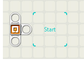 Obr. 1.34: Data hub nabídka bloku Move se vstupními a výstupními zástrčkami 1.3.8 Startovní bod Když začnete vytvářet program, tak první blok se vždy umísťuje na programovací ploše do místa, kde je modrým písmem napsáno Start.