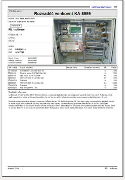 Výrobní protokol Menu pomocí kterého se Výrobní protokol vytiskne Takto vyrobený rozváděč se naskladní