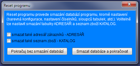 PROGRAM V případě, že si program budete zkoušet a vytvoříte si již svoje zákazníky a své skladové karty můžete zkušební data (příjemky, výdejky atd.