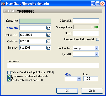 PŘÍKLAD Pokud máme na skladě 10 ks položky s účetní cenou 100 Kč a přijímáme dalších 10 ks, tentokrát po 120 Kč, je výsledná účetní cena 110 Kč: Nová cena= (StaráCena*StarýPočet)+(PřijCena*PřijPočet)