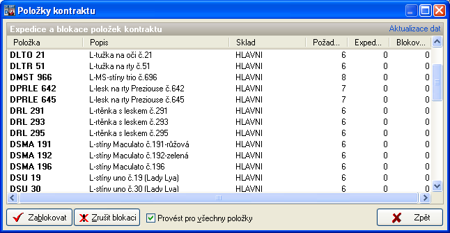 Po spuštění této volby se otevře dialog pro popis kontraktu, kde se vyplňují základní údaje potřebné pro evidenci došlé objednávky - zákazník, termín dodání, číslo objednávky, popřípadě adresa dodání