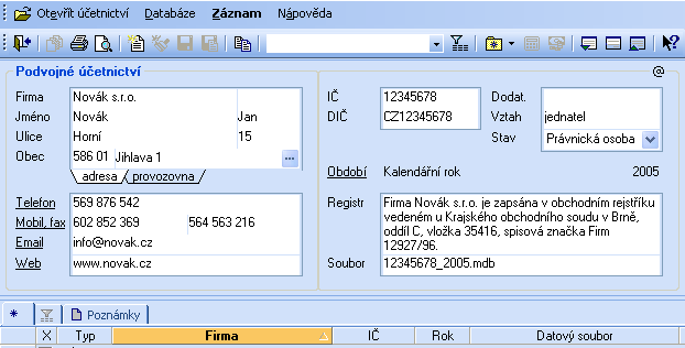 Ekonomický systém POHODA 4.2 Nastavení V programu Pohoda lze účtovat prakticky neomezený počet účetních jednotek. Evidujeme je v agendě Účetní jednotky.