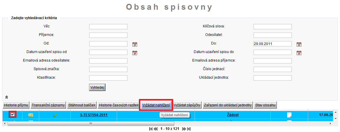 obr. 23. Zobrazení obsažených objektů 5.3. Obsah spisovny příprava výdeje balíčků V rámci zpřístupnění archivních balíčků a jejich obsahu jsou ve spisovně zahrnuty moţnosti zapůjčení a nahlíţení.