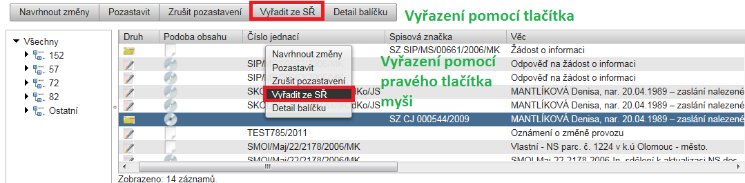 obr. 59. Detail balíčku ve skartačním návrhu 6.1.