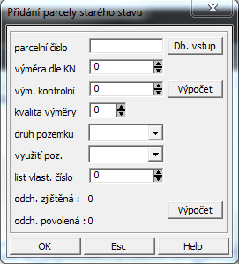 - Číslo listu vlastnictví (sloupec LV č.) - obsahuje číslo listu vlastnictví parcely starého stavu.