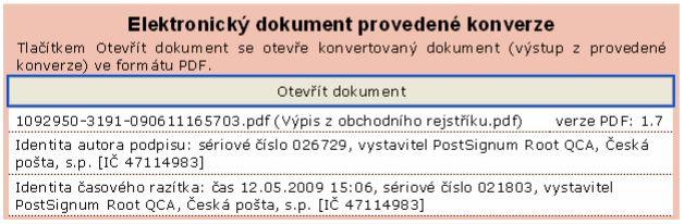 6.4.1 Kontrola a tisk konvertovaného dokumentu Výstupem je soubor ve formátu PDF verze 1.