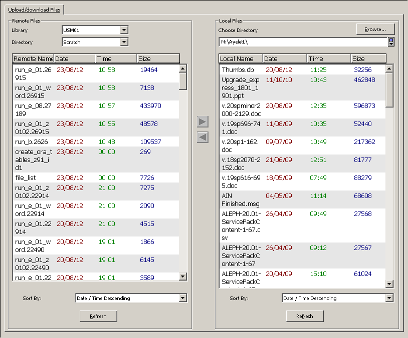 6 Importovat/Stáhnout soubory Karta Importovat/Stáhnout soubory se používá pro stahování souborů ze serveru na lokální pracovní stanice a pro import souborů z lokální stanice na server.