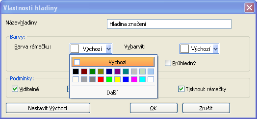 Změna označení hladiny Můžete změnit název hladiny prostřednictvím dialogového okna Vlastnosti hladiny (viz kapitola Úprava hladin ).