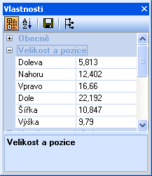 Velikost a pozice Zde můžete zadat velikost prvku a pozici. Kótování probíhá od nulového bodu, který se nachází v levém rohu multikarty/etikety.