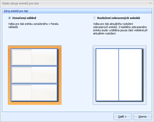 Hlavní okno programu 3.5. Tisk Program QuickPHOTO INDUSTRIAL 3.0 umožňuje vytisknout na jednu stránku jeden až čtyři snímky vedle sebe.