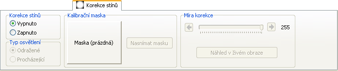 Ovládací panely snímacích zařízení Gama: posuvníkem lze nastavit gama korekci obrazu (vyvážení jasu a kontrastu).