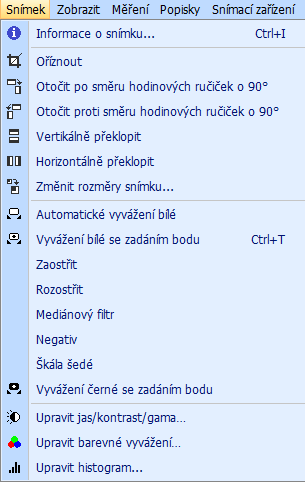 Hlavní okno programu Nabídka Zobrazit V nabídce Zobrazit se nacházejí následující volby: Rozložení - jeden snímek, Rozložení - dva snímky, Rozložení - čtyři snímky.