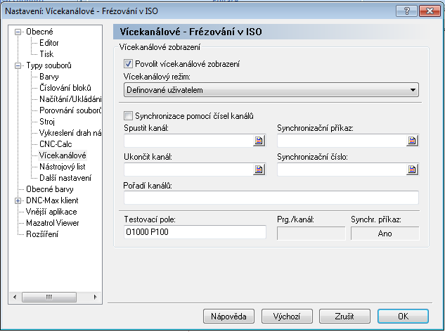 Nastavení editoru 125 4.2.7 Vícekanálové Volba Vícekanálové vám umožňuje v editoru korektně současně zobrazit NC programy pro 2 nebo 3 kanálové stroje.